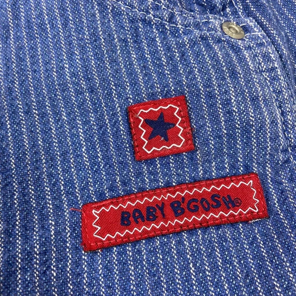 Baby‎ OshKosh B'gosh Boys 24M Blue Pinstripe Railroad Denim Overalls Vintage